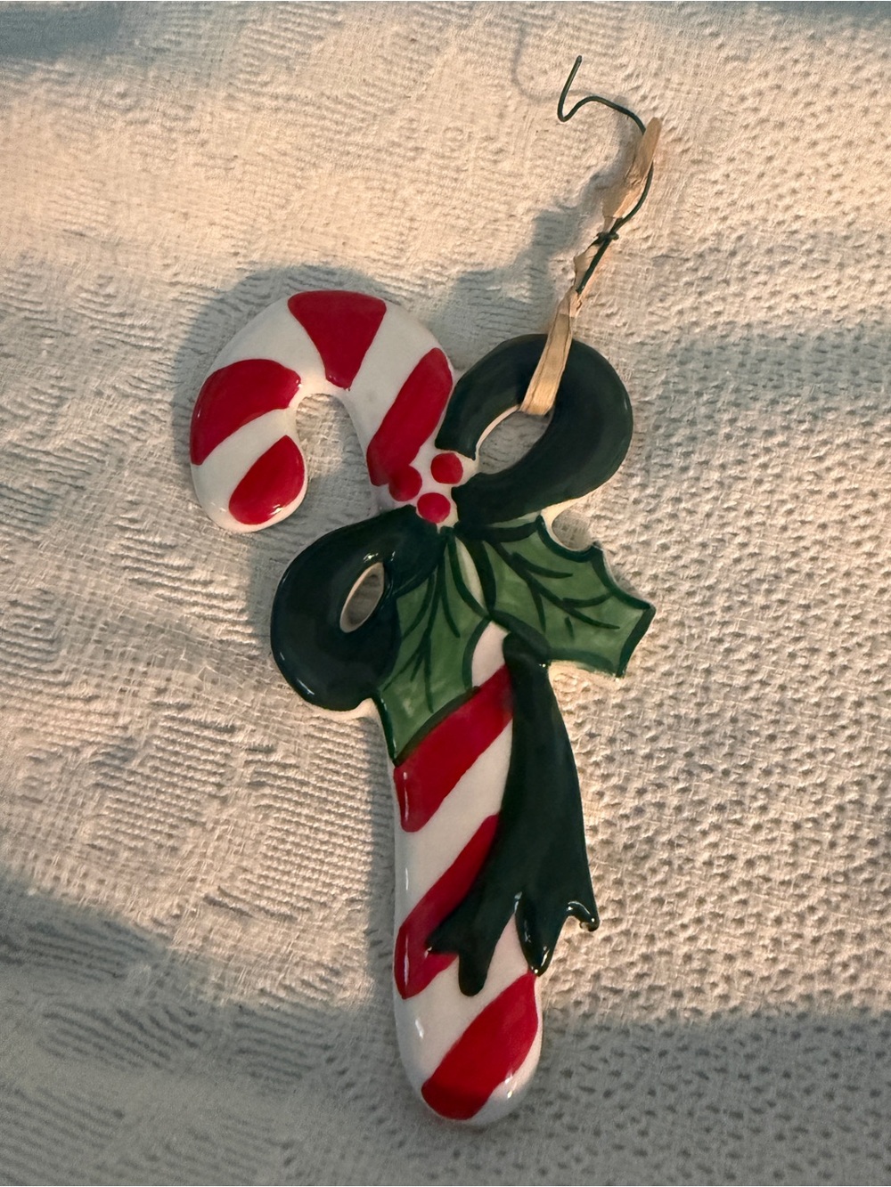 Gail Pittman Holiday  Candy Cane Ceramic Ornament - Red, White & Green